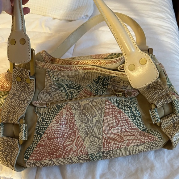 Jimmy Choo Ramona Beige and Multicolor Snake Shoulder Bag - Picture 4 of 9